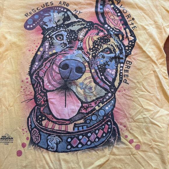 The Mountain brand tie dye Dog Rescue Shirt Pit Bull Medium Yellow - Picture 2 of 8